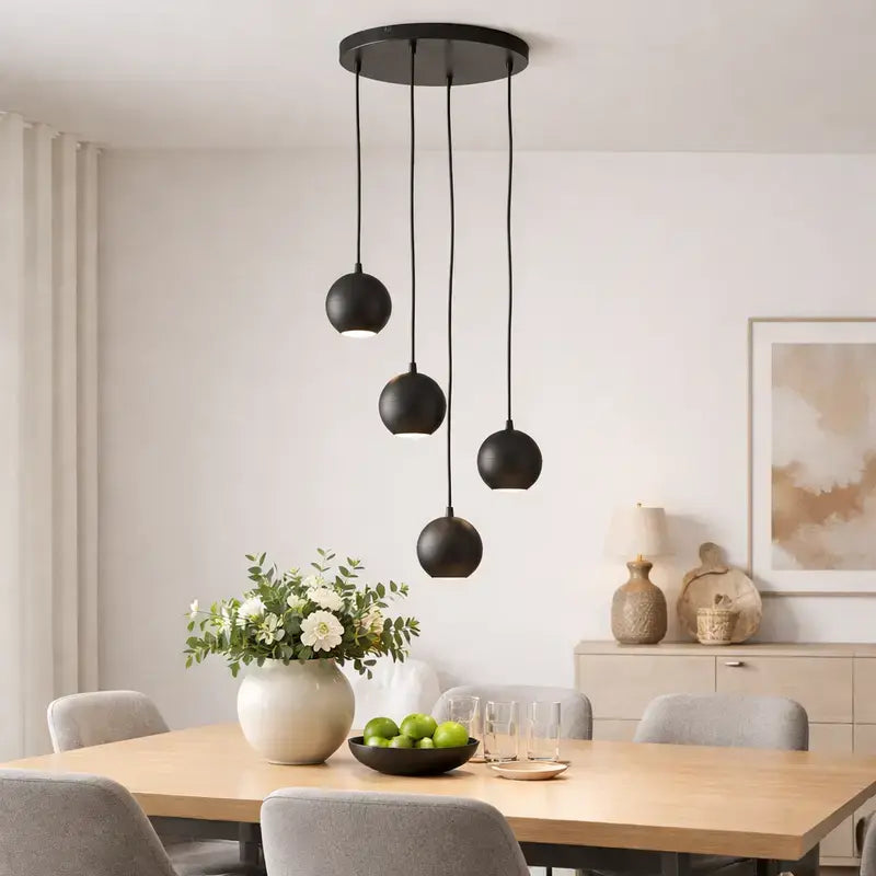 Suspension Euluna de qualité B, lampe suspendue, luminaire, Noir Minuit, quatre lumières