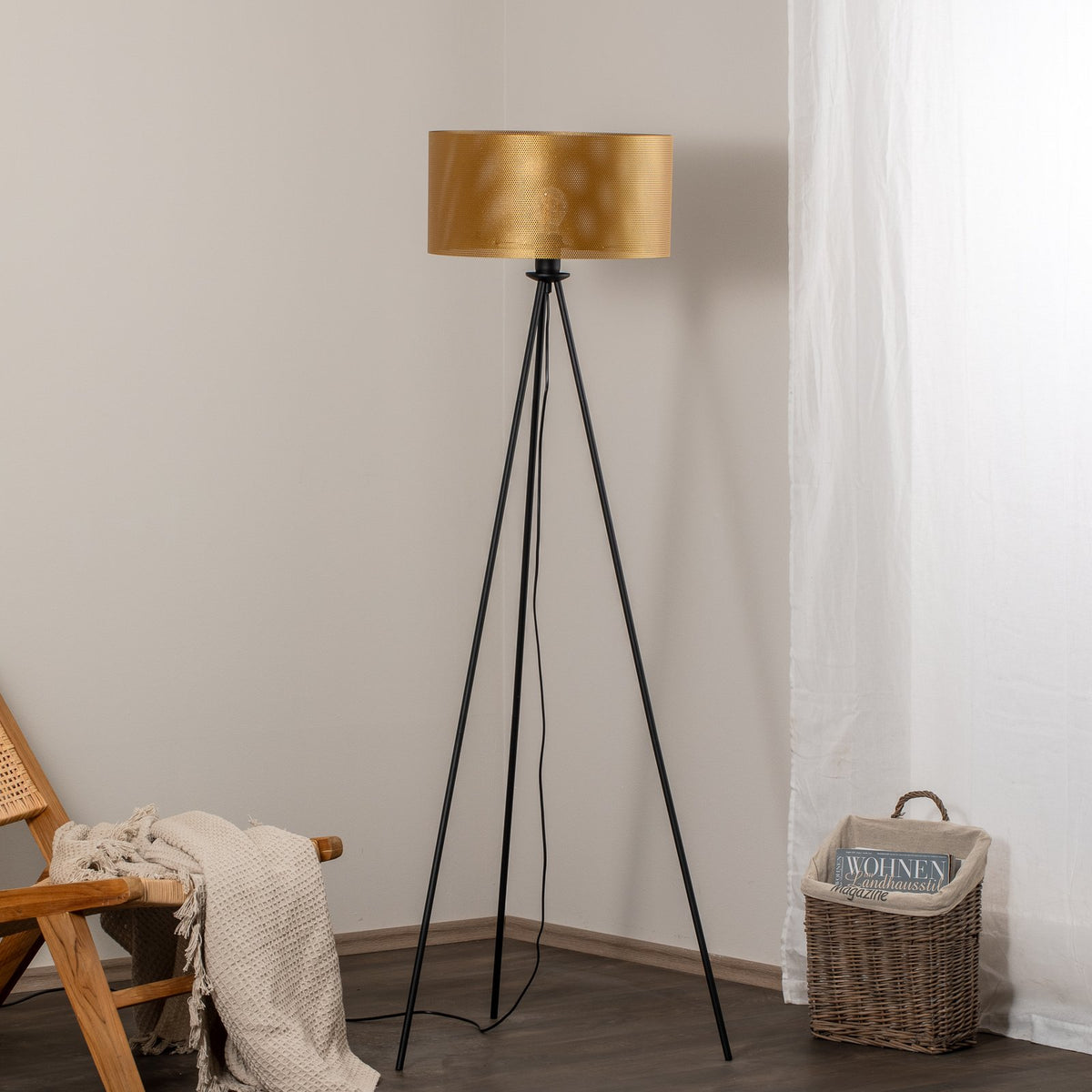 Euluna Stehleuchte Zofia Stehlampe Lampe goldfarben Beleuchtung Wohnzimmer - 4251911787771