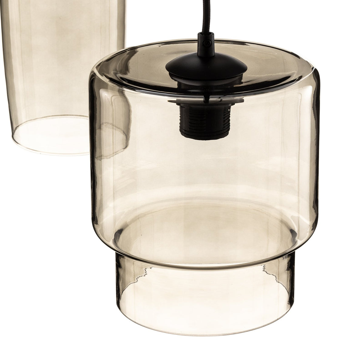 Euluna Pendelleuchte Hängelampe Svala Rondell rauchgrau schwarz Glas E27 LED - 4251911797589