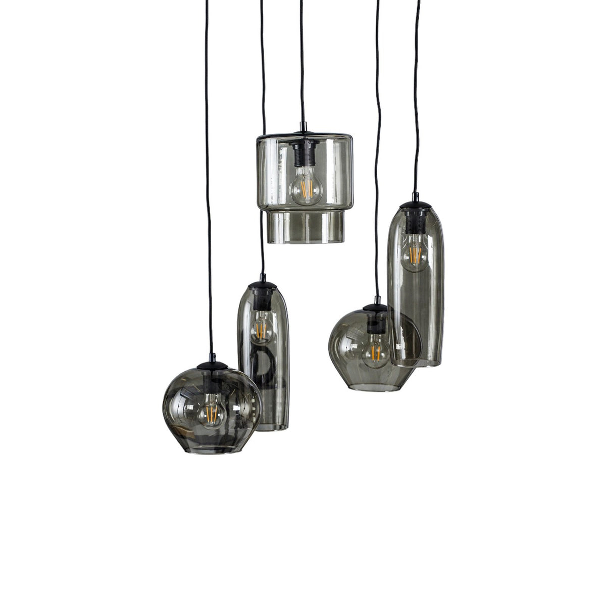 Euluna Pendelleuchte Hängelampe Svala Rondell rauchgrau schwarz Glas E27 LED - 4251911797589