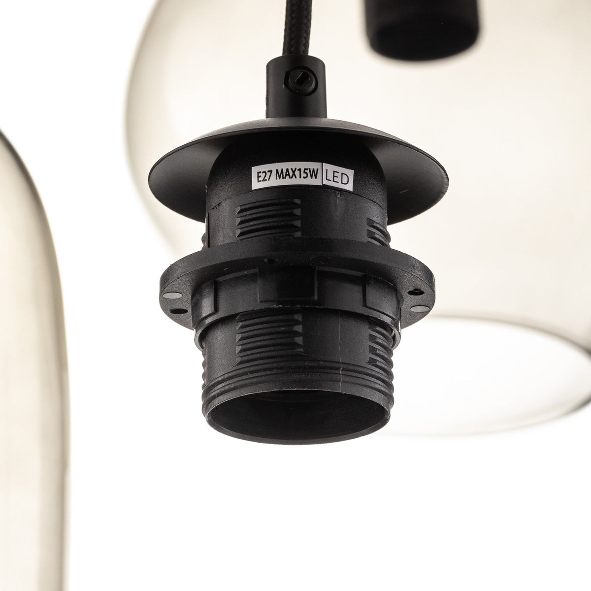 Euluna Pendelleuchte Hängelampe Svala Rondell rauchgrau schwarz Glas E27 LED - 4251911797589