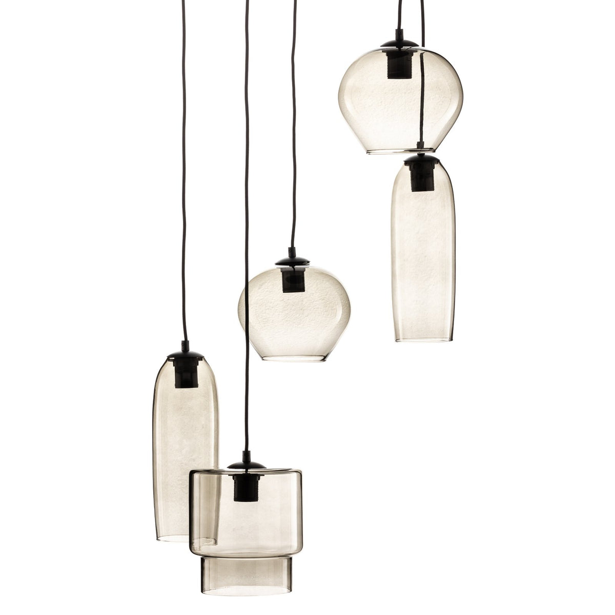 Euluna Pendelleuchte Hängelampe Svala Rondell rauchgrau schwarz Glas E27 LED - 4251911797589