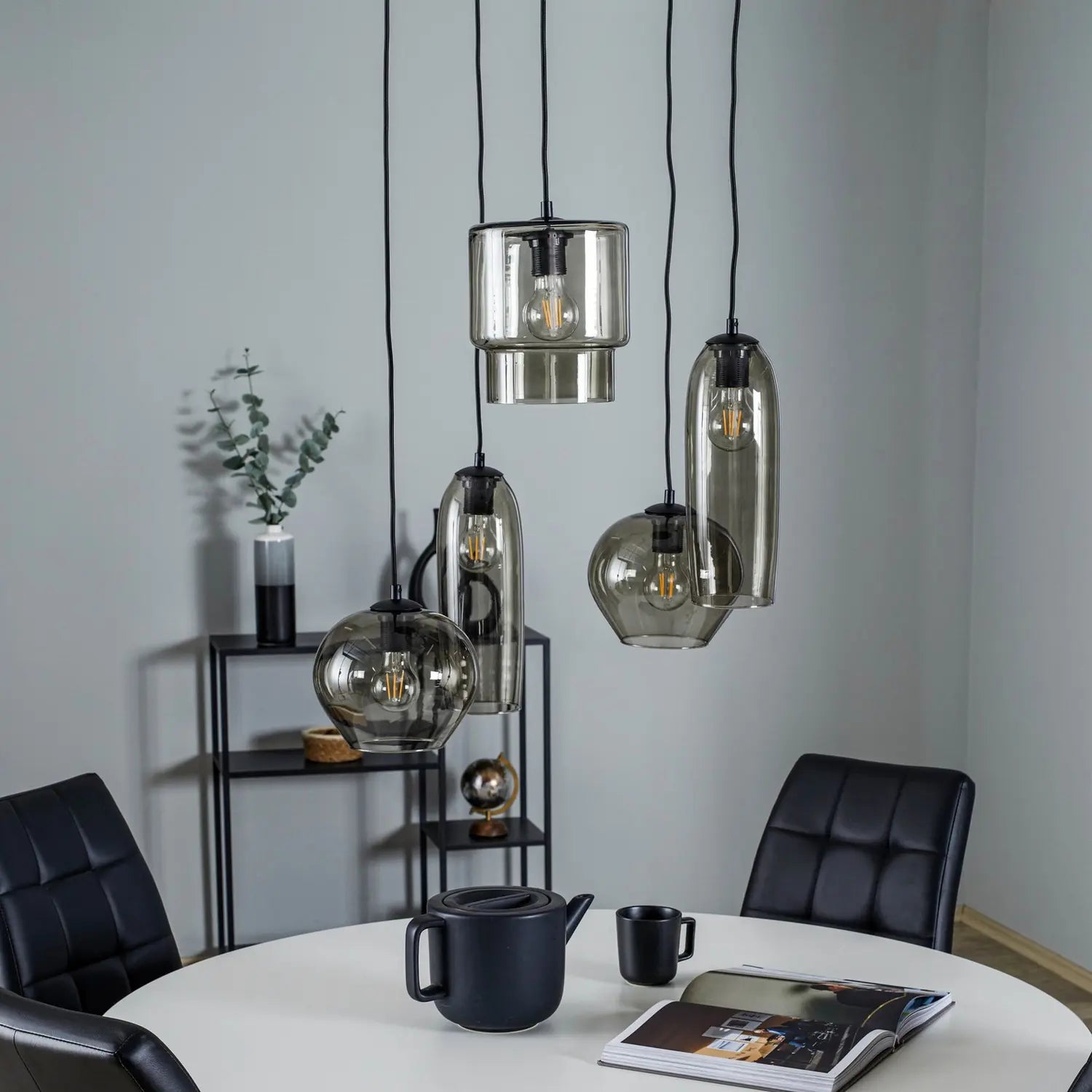 B-Ware Euluna Pendelleuchte Hängelampe Svala Rondell Rauchgrau Schwarz Glas E27 Led - 4251911797589