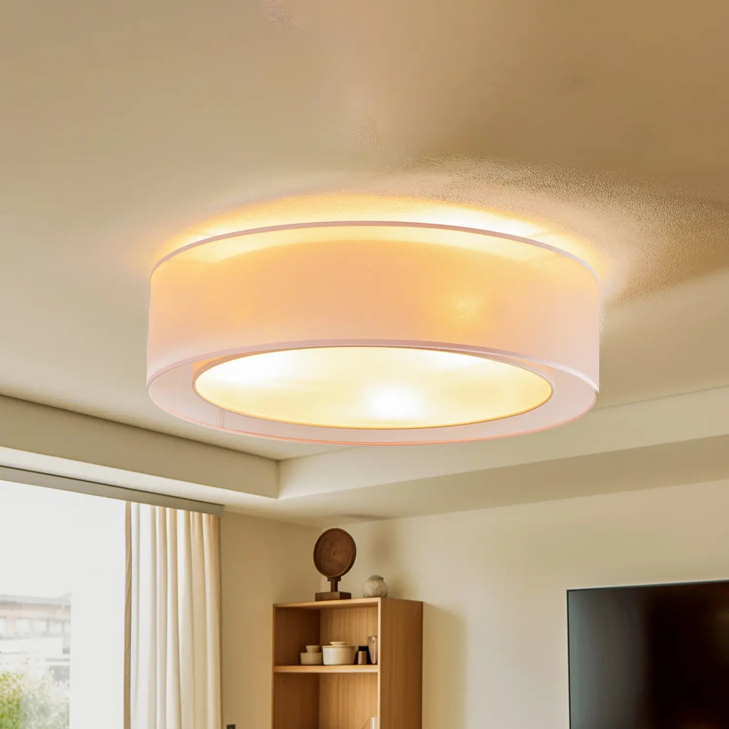 B-Ware Euluna Deckenlampe Deckenleuchte Tibu ø50cm Textil Lampe Leuchte Cappuccino  - 5905317601795