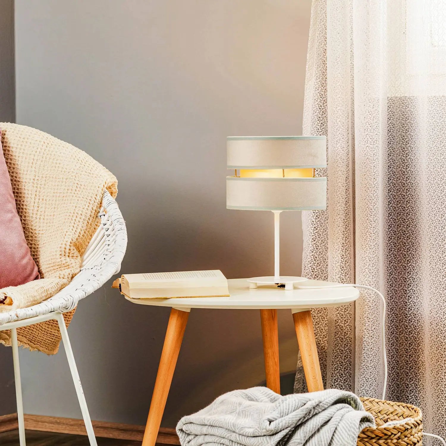 B-Ware Euluna Tischlampe Tischleuchte Golden Duo Lampe Mintgrün Gold Samt 30 Cm E14 Led - 5903689183819