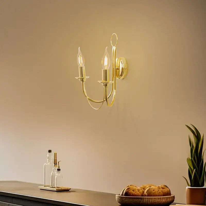 B-Ware Euluna Wandleuchte Wandlampe Retro Gold Stahl Schalter Beleuchtung 2 Flg - 4251911799958