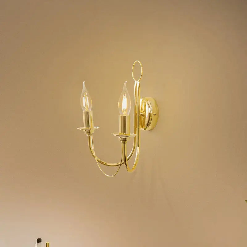 B-Ware Euluna Wandleuchte Wandlampe Retro Gold Stahl Schalter Beleuchtung 2 Flg - 4251911799958