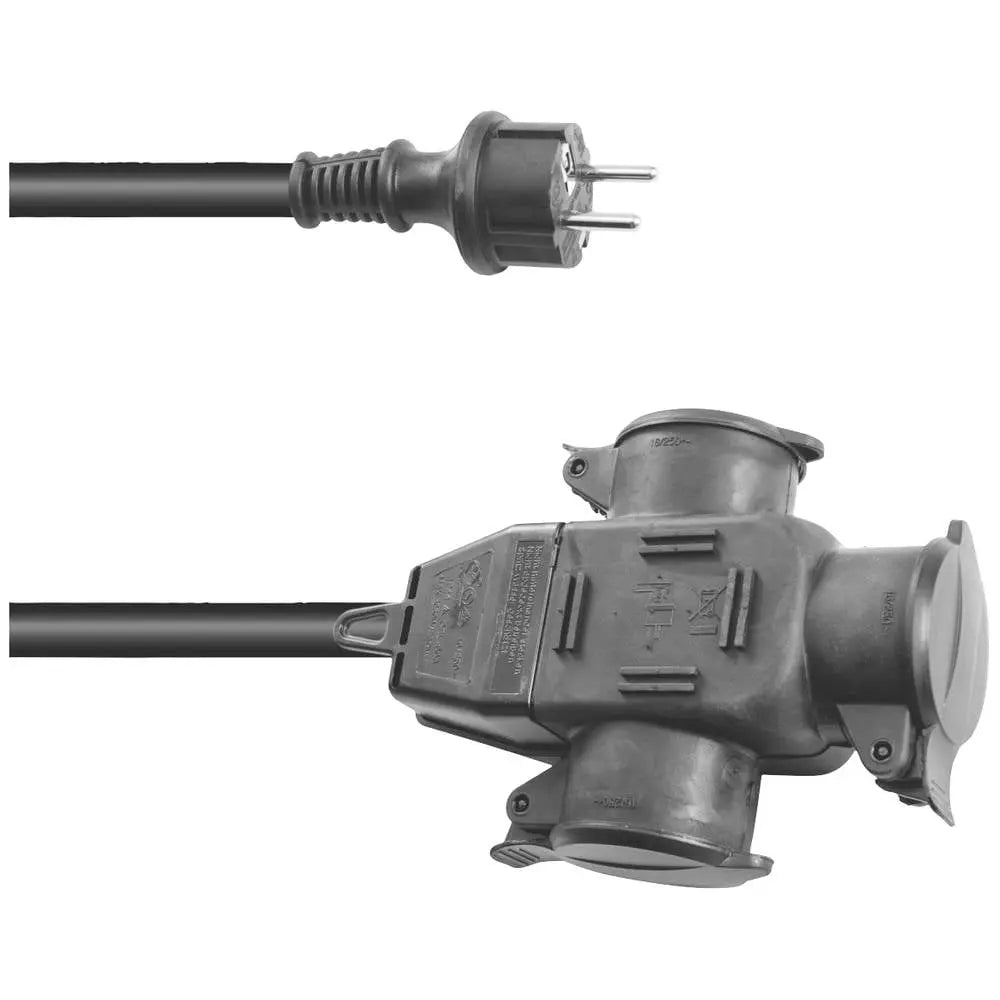 B-Ware Eurolite Verlängerungskabel Strom Kabel Schwarz 5m Kupplung Stecker 3fach  - 4026397532975