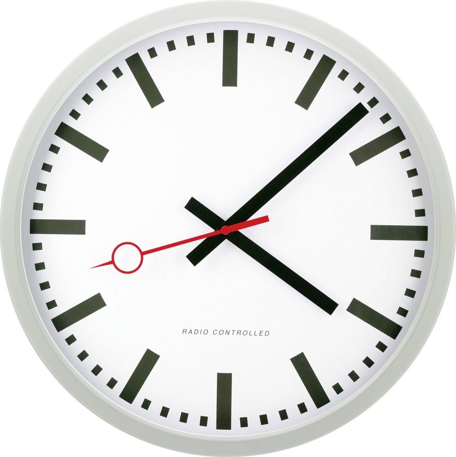 Eurotime 59530 07 Funk Wanduhr 35 Cm  Silber Schleichendes Uhrwerk Lautlos Uhr B-Ware - 4044685500536