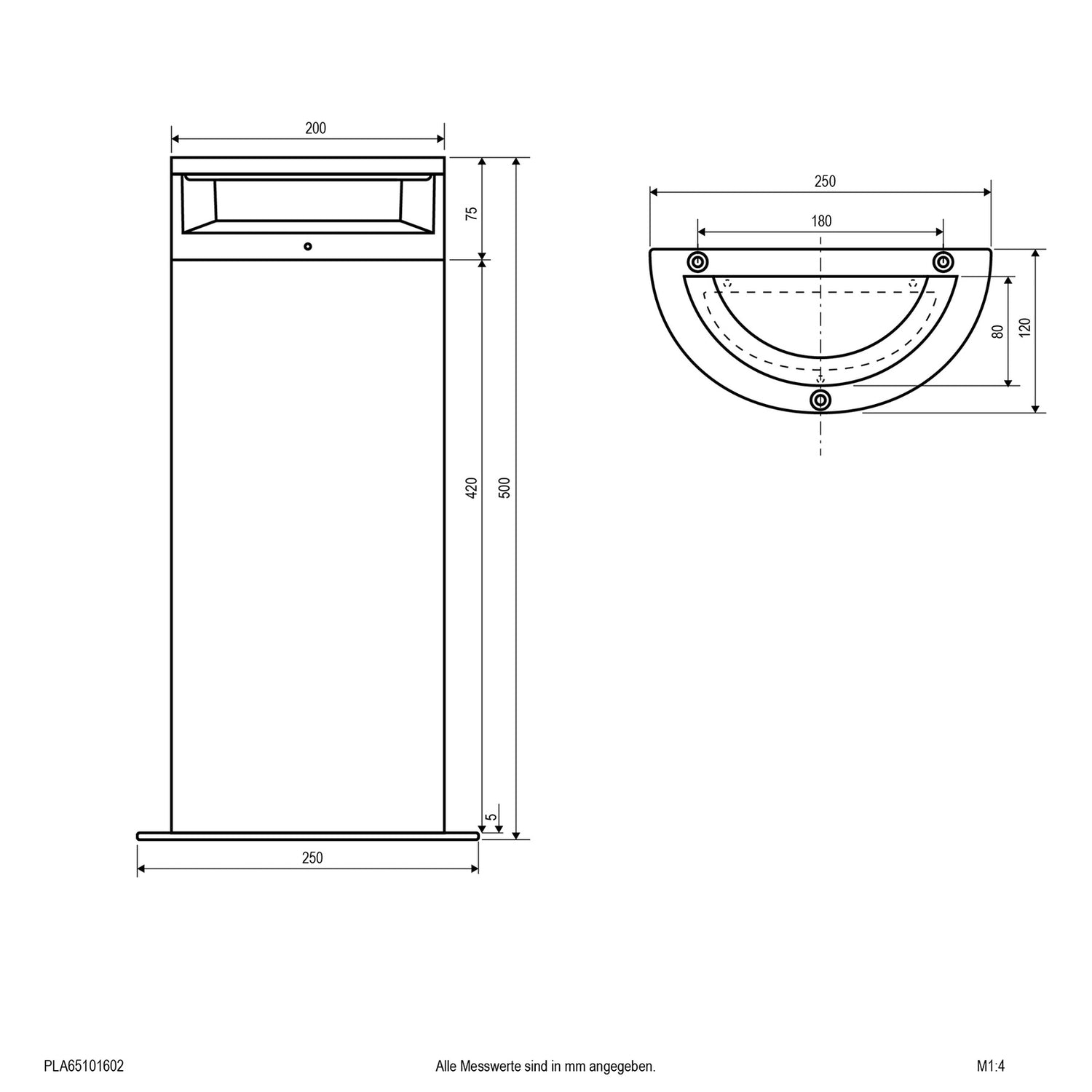 B-Ware Evn Wegeleuchte Wegelampe Led Halbo Säule Anthrazit Außenleuchte Garten  50 Cm - 4037293030106