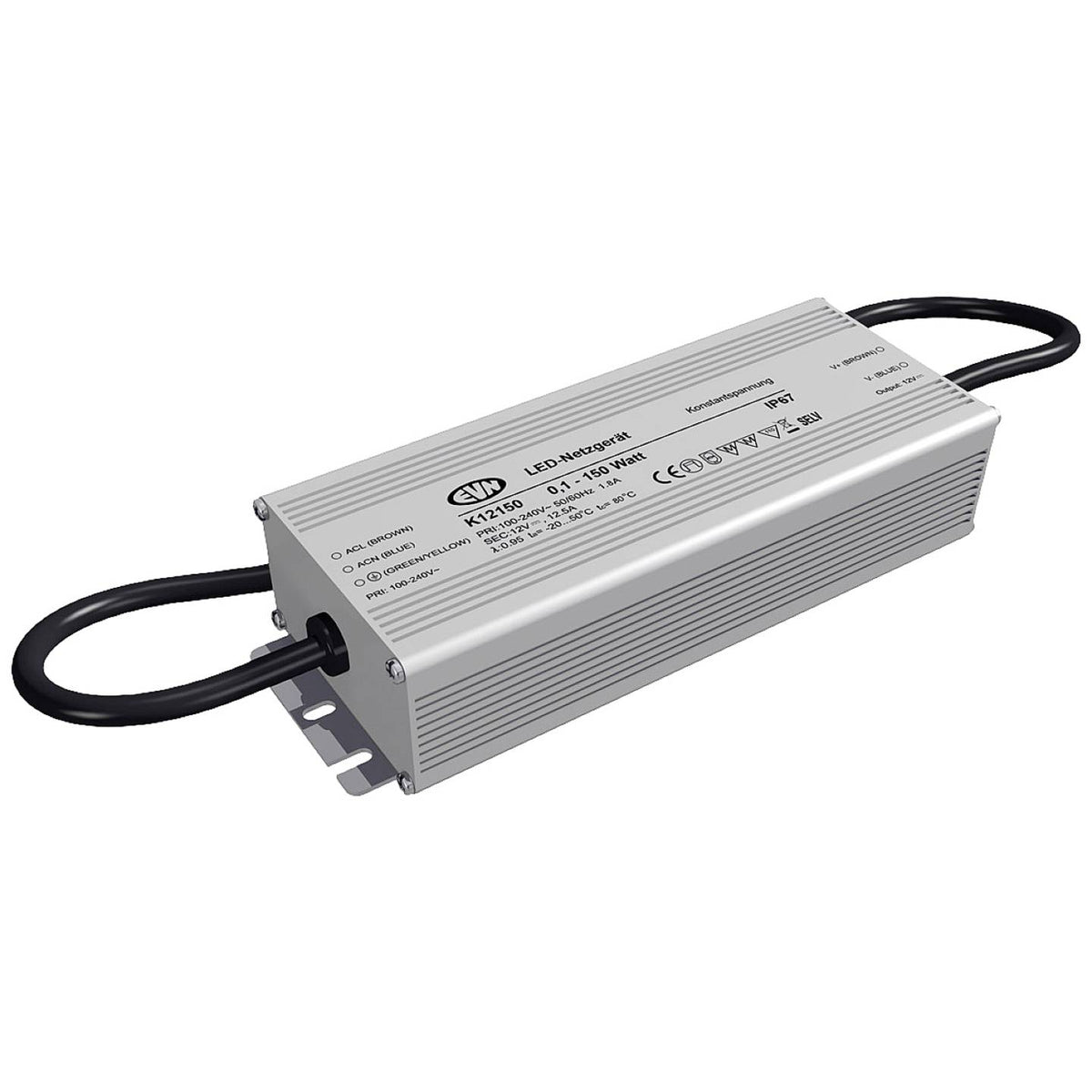 EVN LED Trafo Stromversorgung Netzteil Konstantspannung 12 VDC Kabel IP67 - 4037293369022
