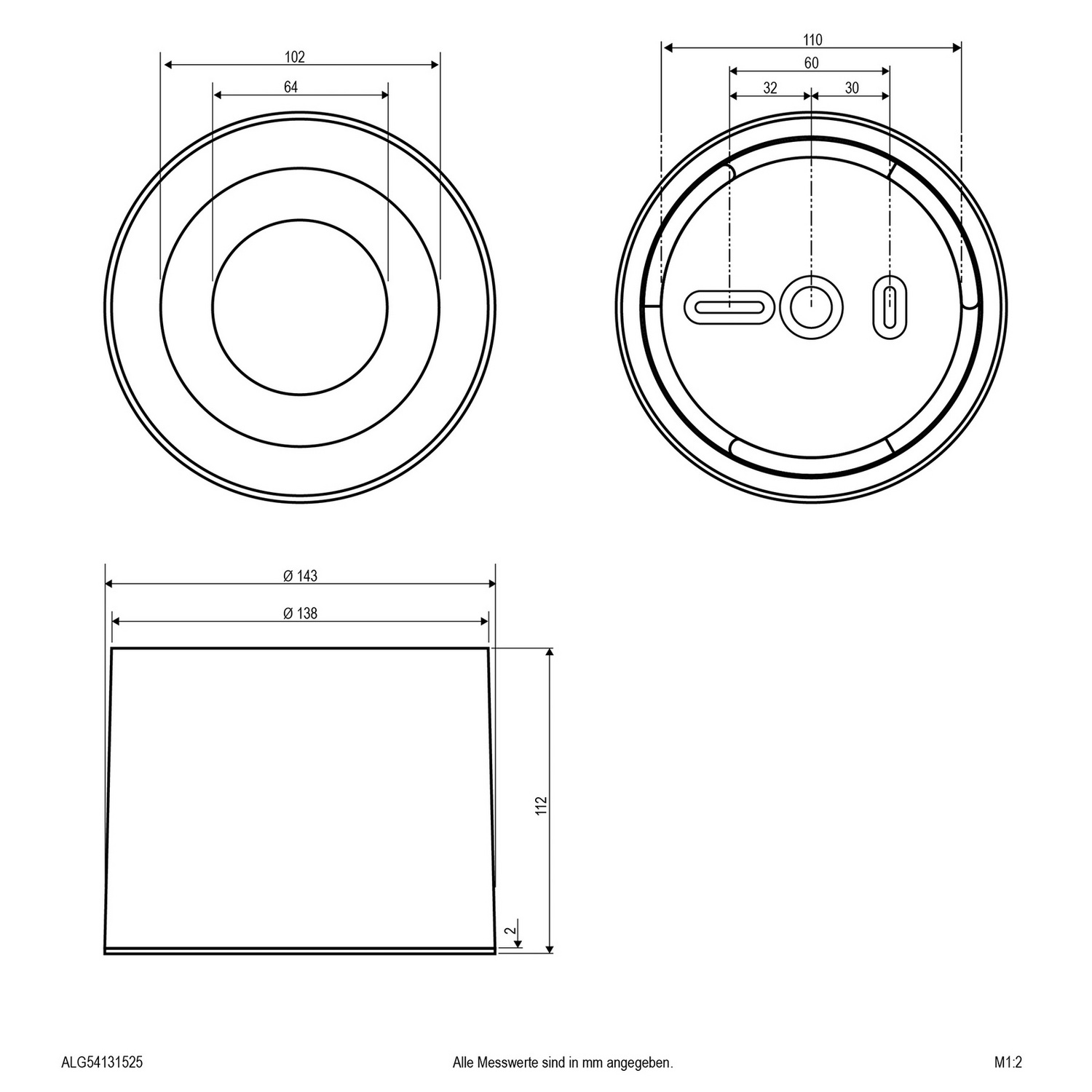 Evn Led Deckenspot Leuchte Alg54 Deckenlampe 13 W Rund Anthrazit Ip54 Dimmbar B-Ware