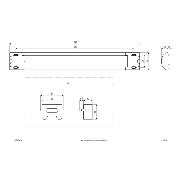 EVN LED Lichtleiste LED Anbauleuchte Weiß Aufbauleuchte Metall 3000 K 597 mm - 4037293003704
