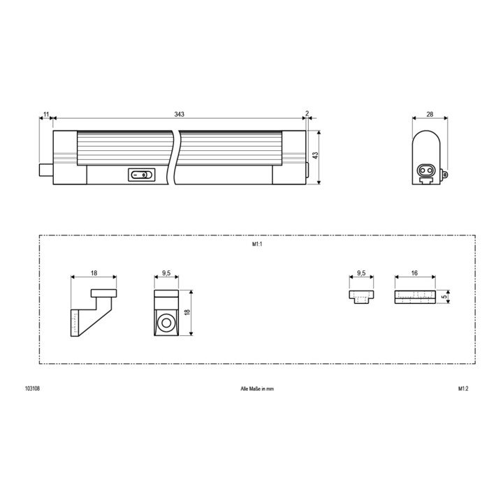 B-Ware Evn Lichttechnik Möbel An Unterbauleuchte Leuchte Unterbau 8 W Evg 4 Stück - 4037293103084