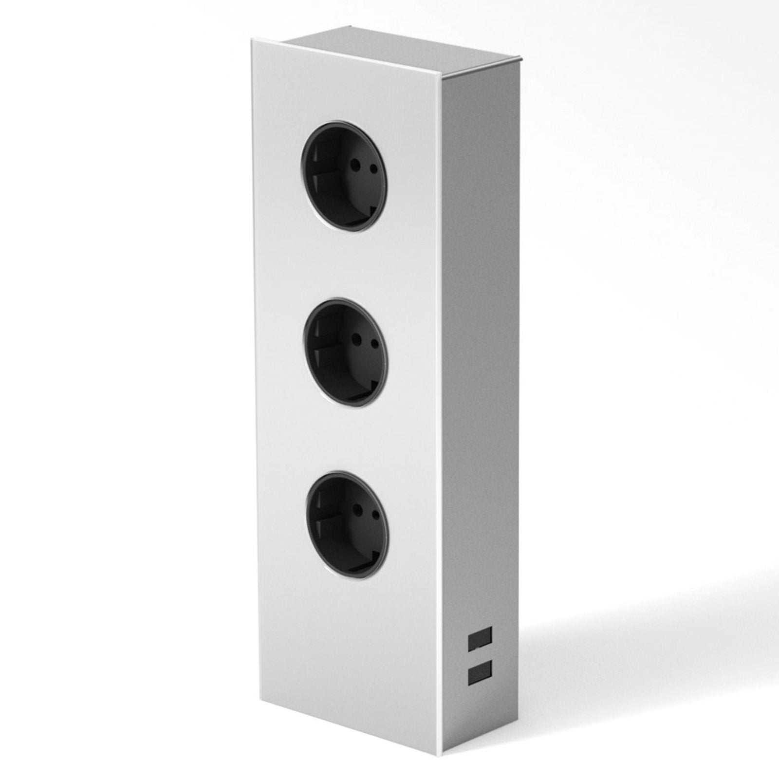 Evotec Steckdosenturm 3-fach Steckdose Energieverteiler edelstahl gebürstet USB - 4012676049067