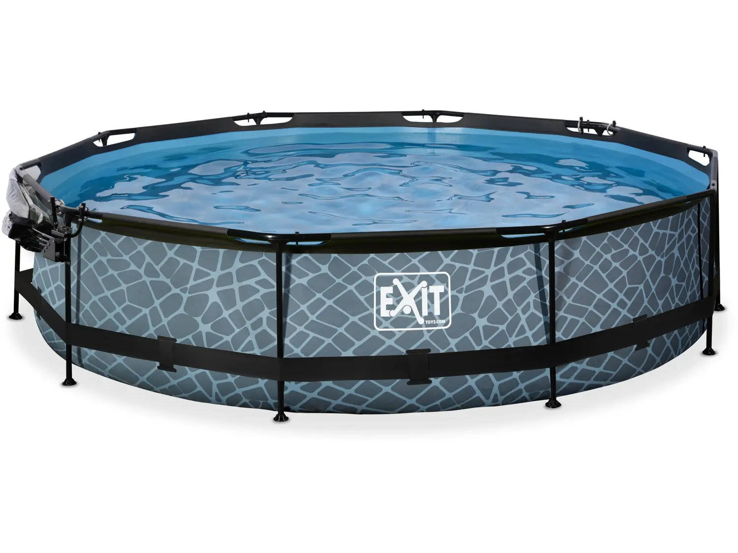 B-Ware Exit Pool Becken Schwimmbecken Rundpool Grau Filterpumpe Abdeckung 360x76cm