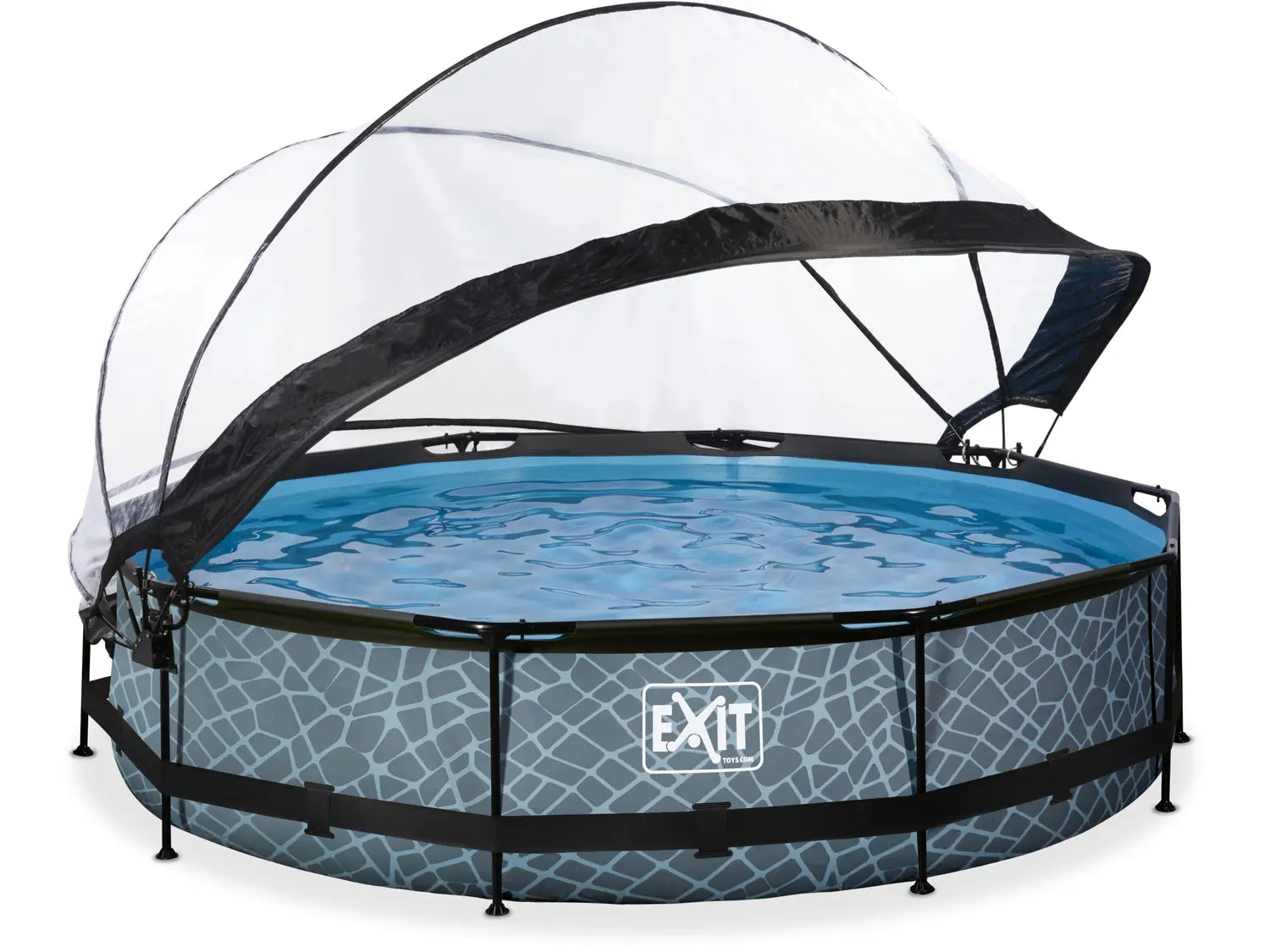 B-Ware Exit Pool Becken Schwimmbecken Rundpool Grau Filterpumpe Abdeckung 360x76cm