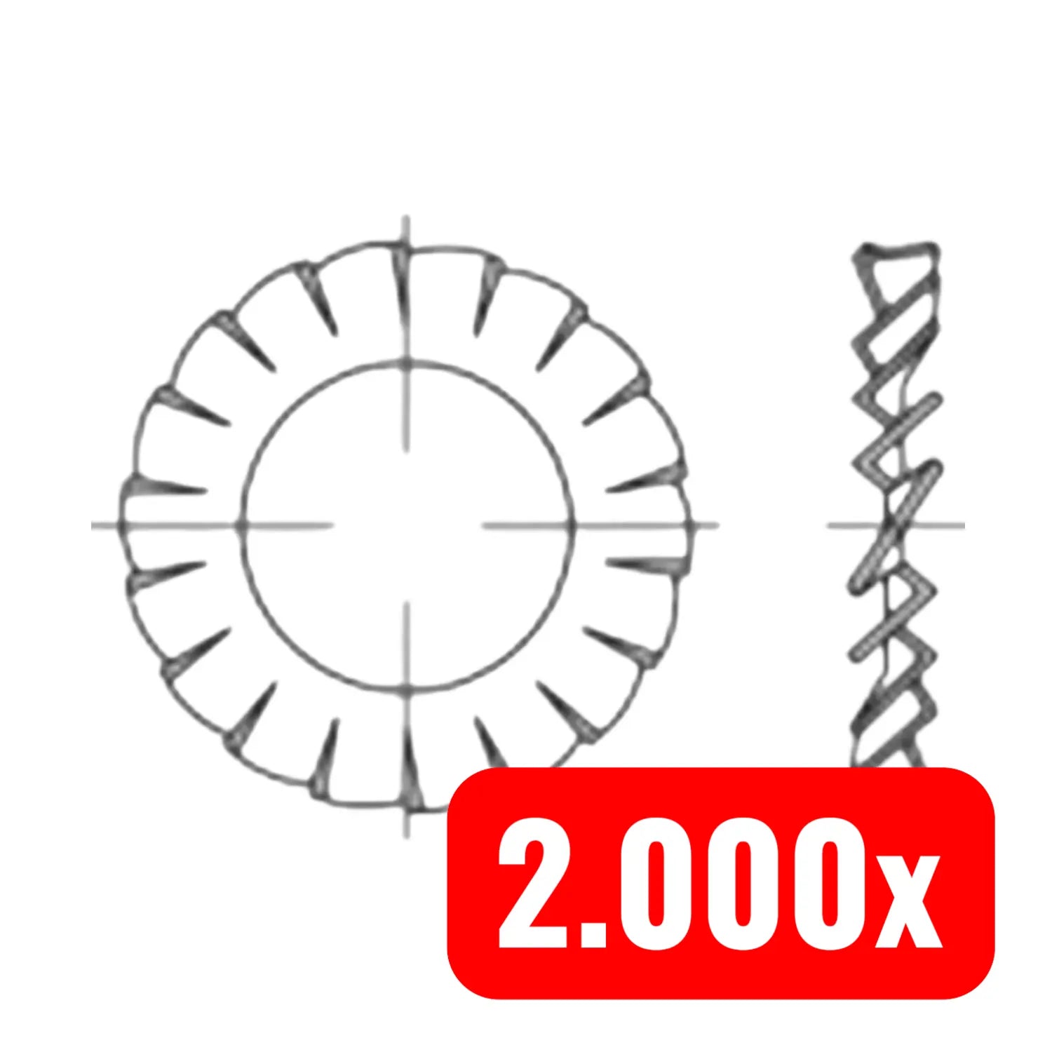 B-Ware Toolcraft Fächerscheibe Zahnscheibe Din 6798 Federstahl Galv Verzinkt 2000 Stück - 4053199222216