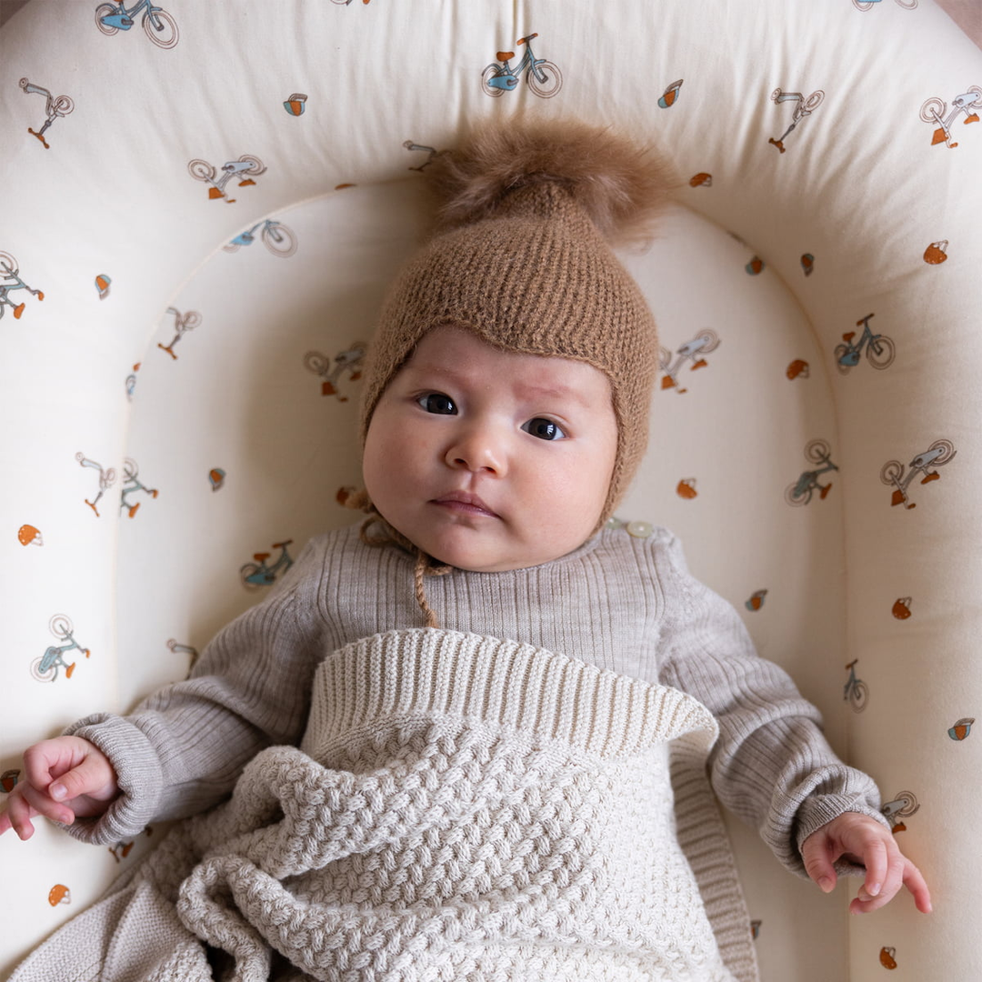 Cam Cam Copenhagen Babybett Bettchen Baby Bett Hellbraun Streifen Bio Baumwolle B-Ware