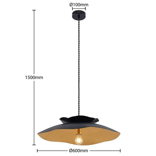 Lucande Elidan Hängeleuchte Hängelampe Deckenleuchte Lampe Leuchte Schwarz gold