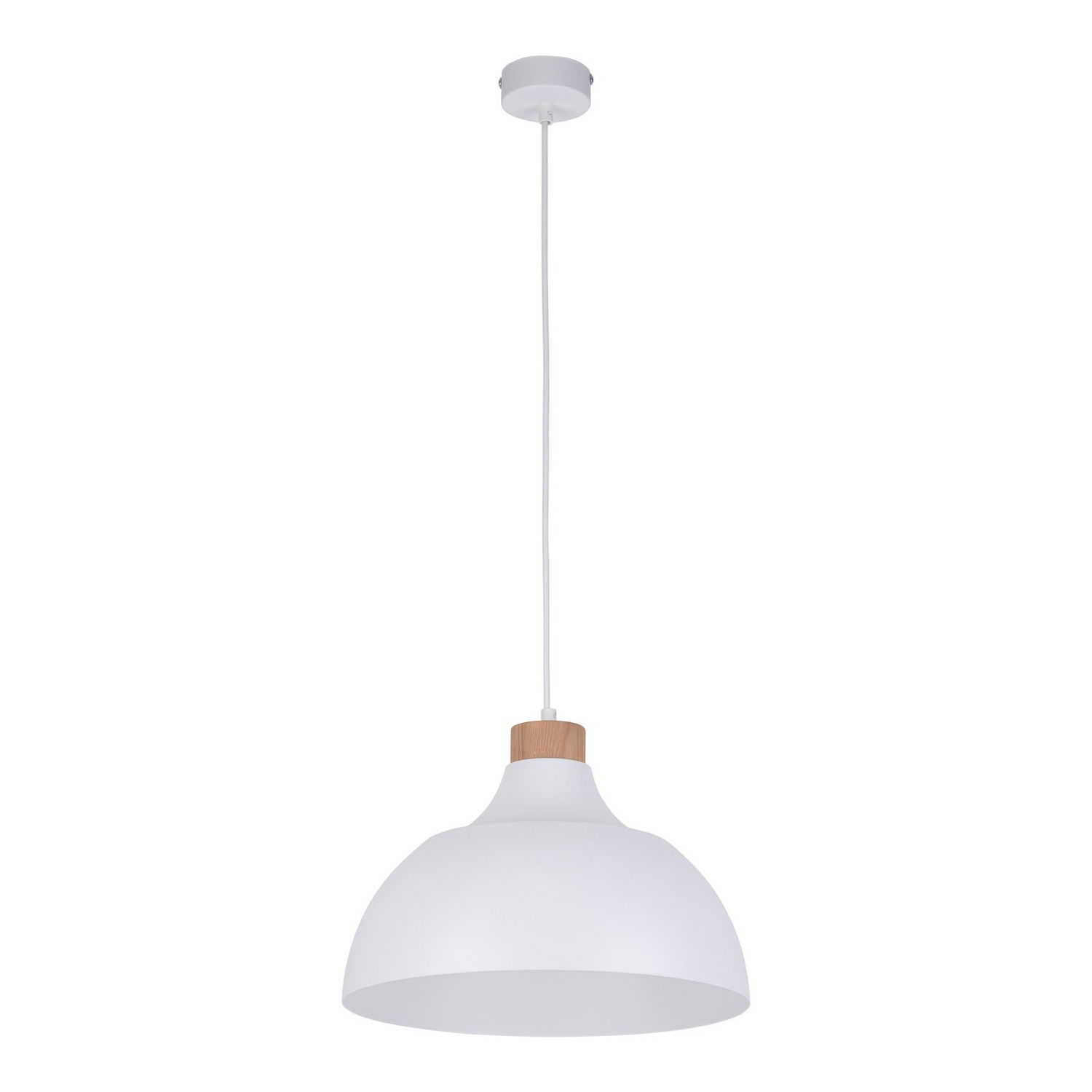 B-Ware Envostar Hängeleuchte Kaitt Holzdetail ø 34 Cm Weiß Hängelampe Lampe Leuchte405