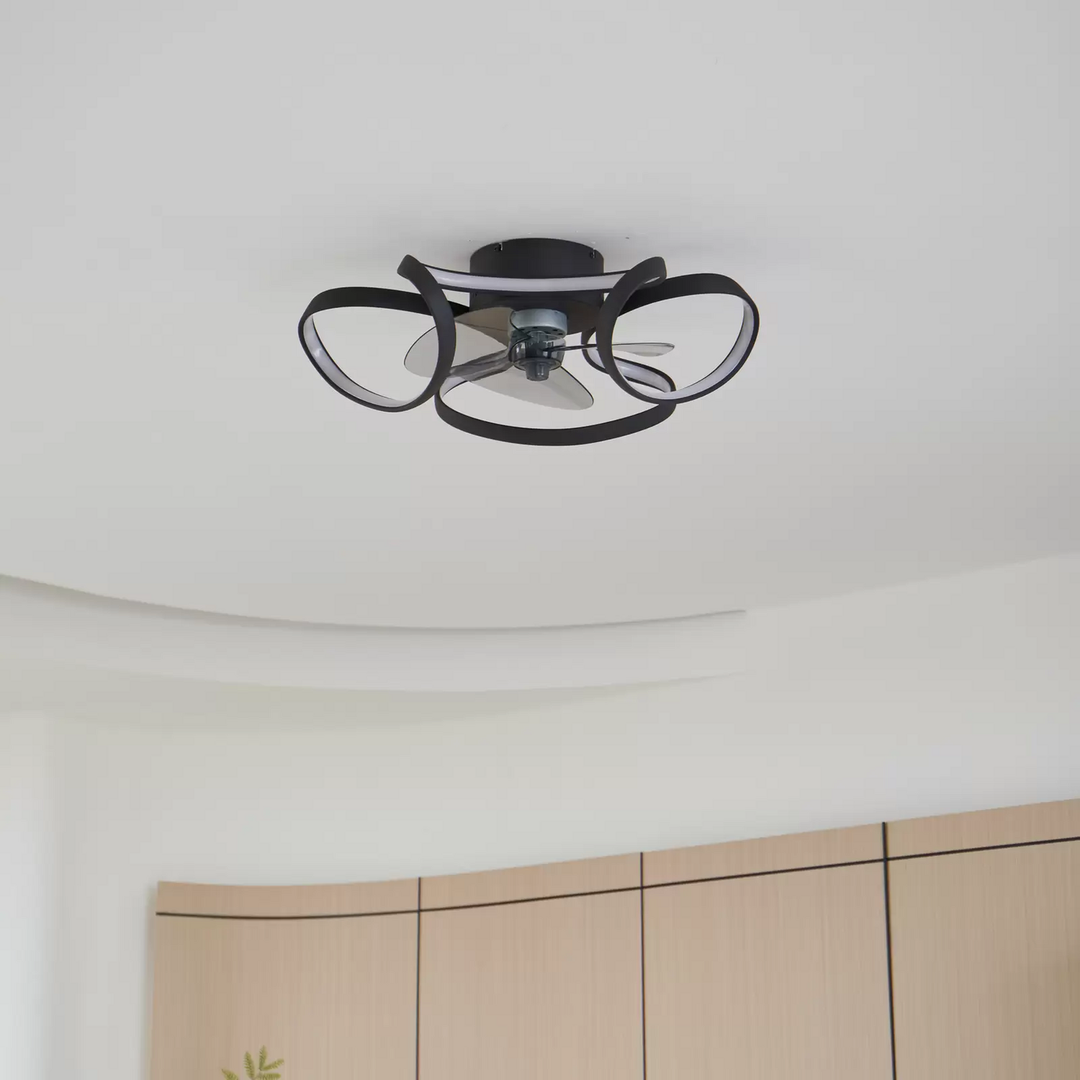 Lindby Led Deckenventilator Lomata Deckenventilator Venti Schwarz Leise ø 23 Cm B-Ware
