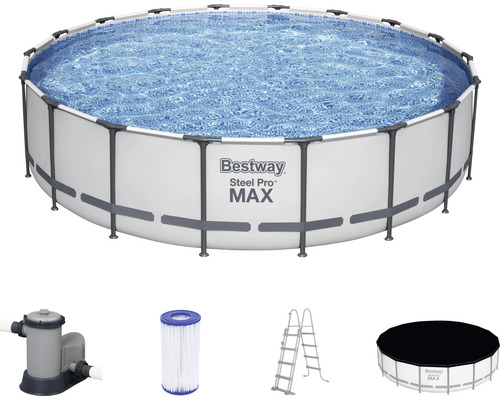 B-Ware Bestway Steel Pro Max Aufstellpool Framepool Set Kartuschenfilteranlage Leiter