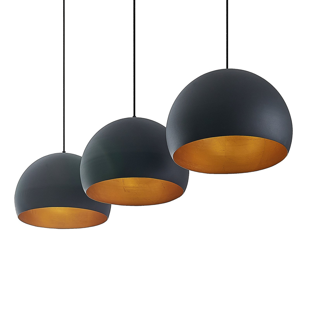 Lindby Tarjei Pendelleuchte Hängeleuchte Deckenlampe Leuchte 146cm schwarz-gold