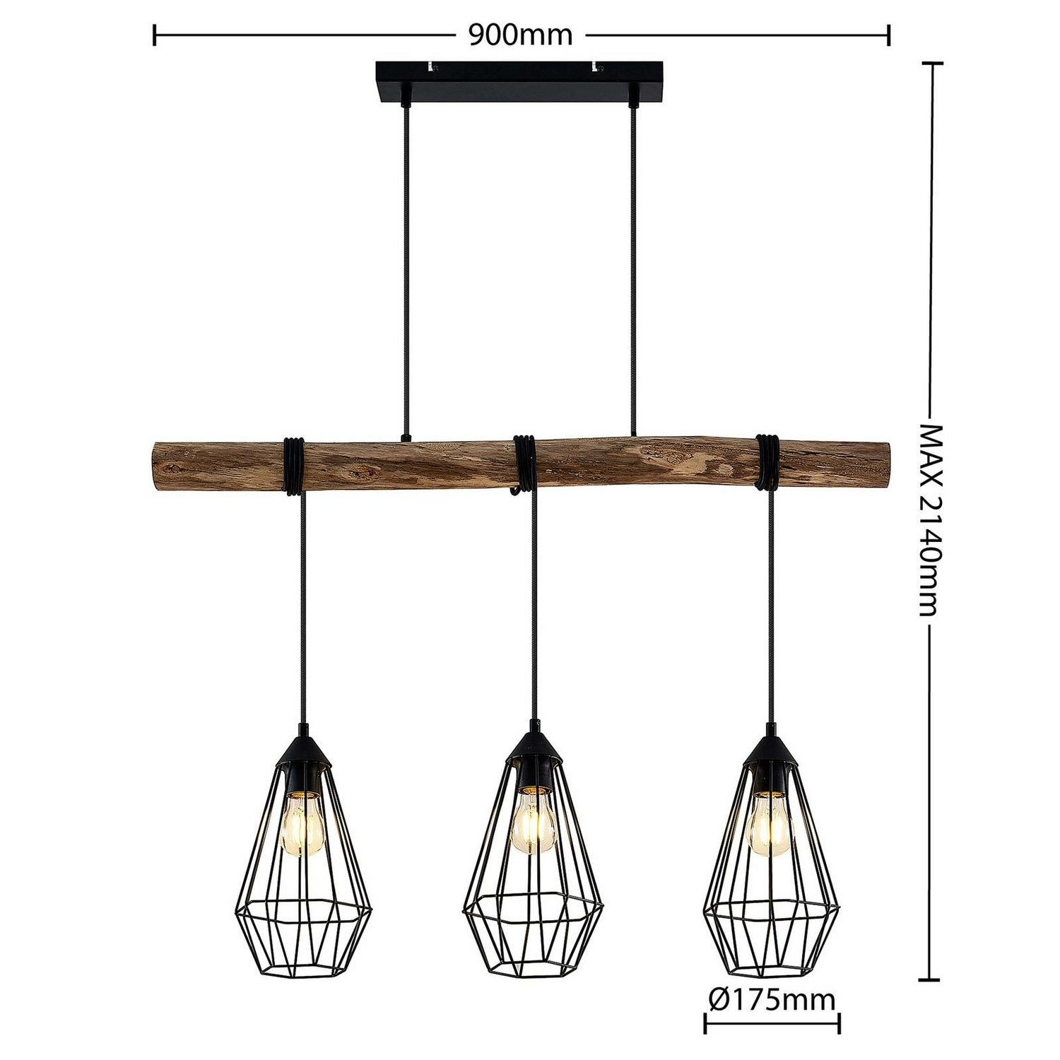 Lindby Eldarion Hängeleuchte Hängelampe Lampe Leuchte 3 Flammig Licht Schwarz935 B-Ware - 4251096581126