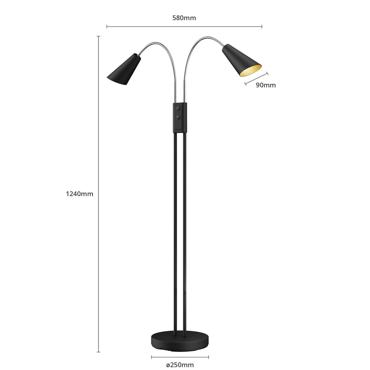 B-Ware Lucande Medira Stehleuchte Stehlampe Lampe Leuchte 2 Flammig Gu10 Metall Schw821
