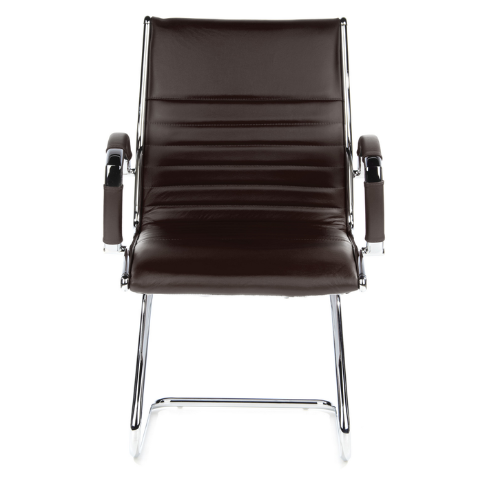Hjh Office Parma V Konferenzstuhl Freischwinger Stuhl Leder Braun Chrom747 B-Ware - 4260182538548