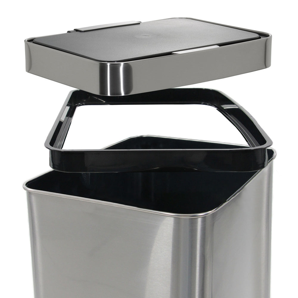 hjh OFFICE Abfallsammler Mülleimer CLEAN IV Abfalleimer Sensor 60L Stahl silber - 4064323013235