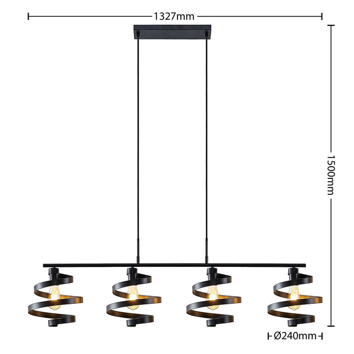 Lindby Colten Hängeleuchte Pendelleuchte Deckenlampe Lampe 4 Flammig Schwarz803 B-Ware - 4251911730951