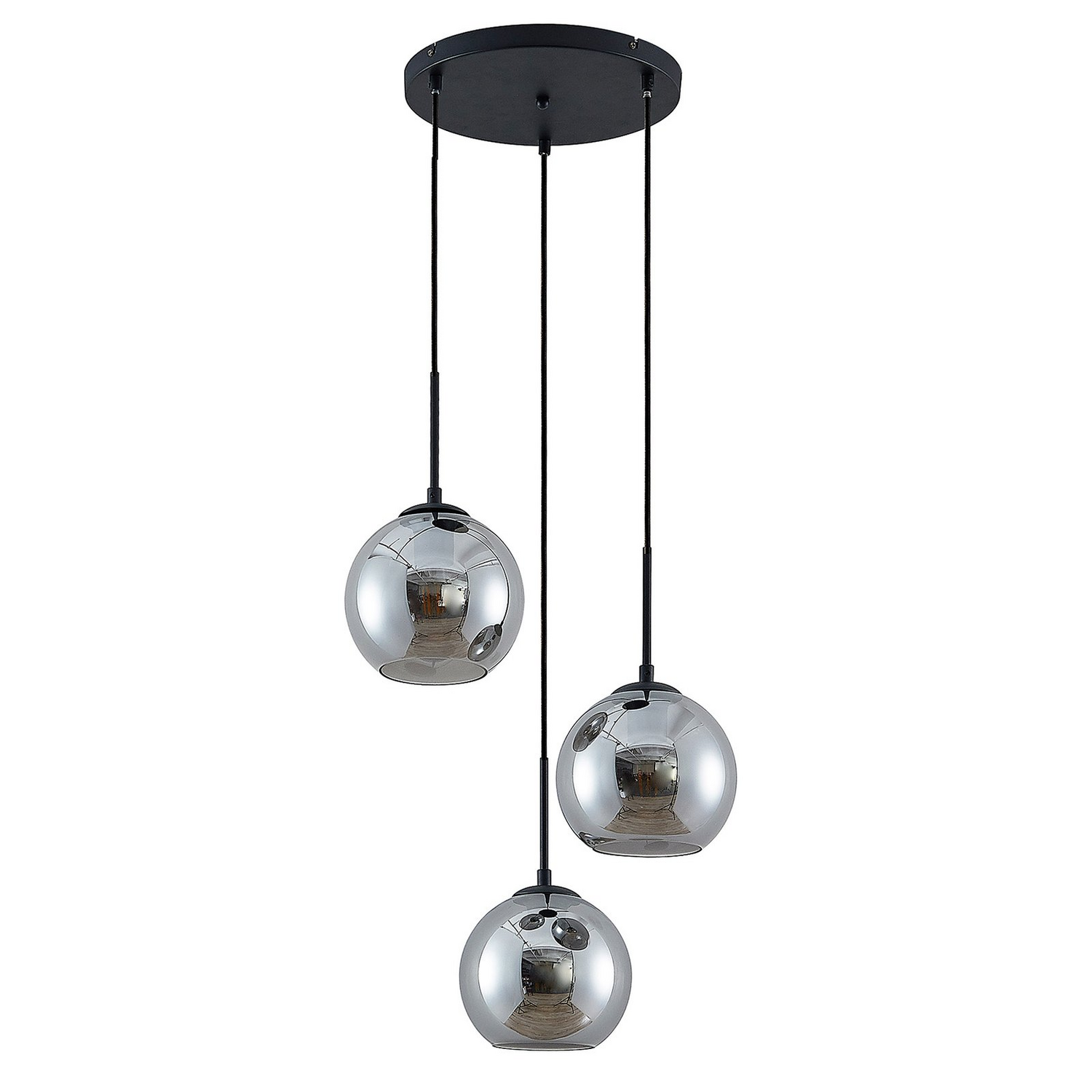 Suspension Lindby Jurian de qualité B, lampe suspendue, plafonnier, éclairage, 3 ampoules, E27, Noir 942 