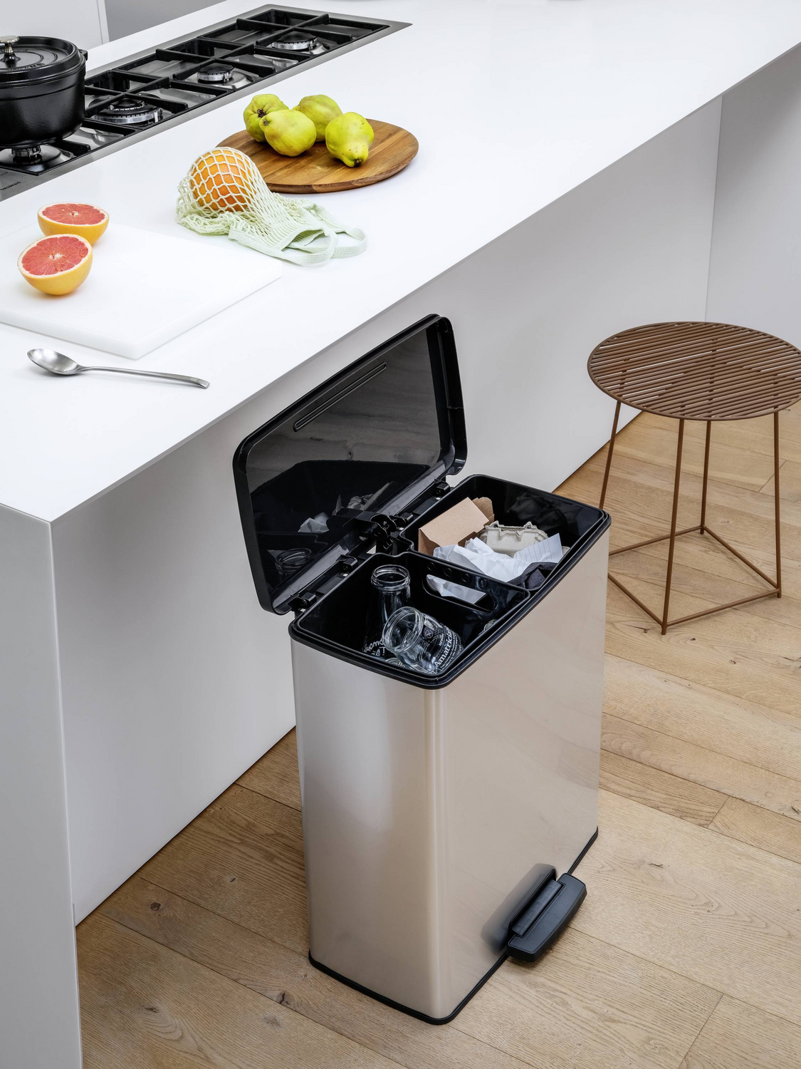 B-Ware Curver Deco Bin Slim 254619 Mülleimer 52 L 486 X 615 X 284 Mm Silber Eimer