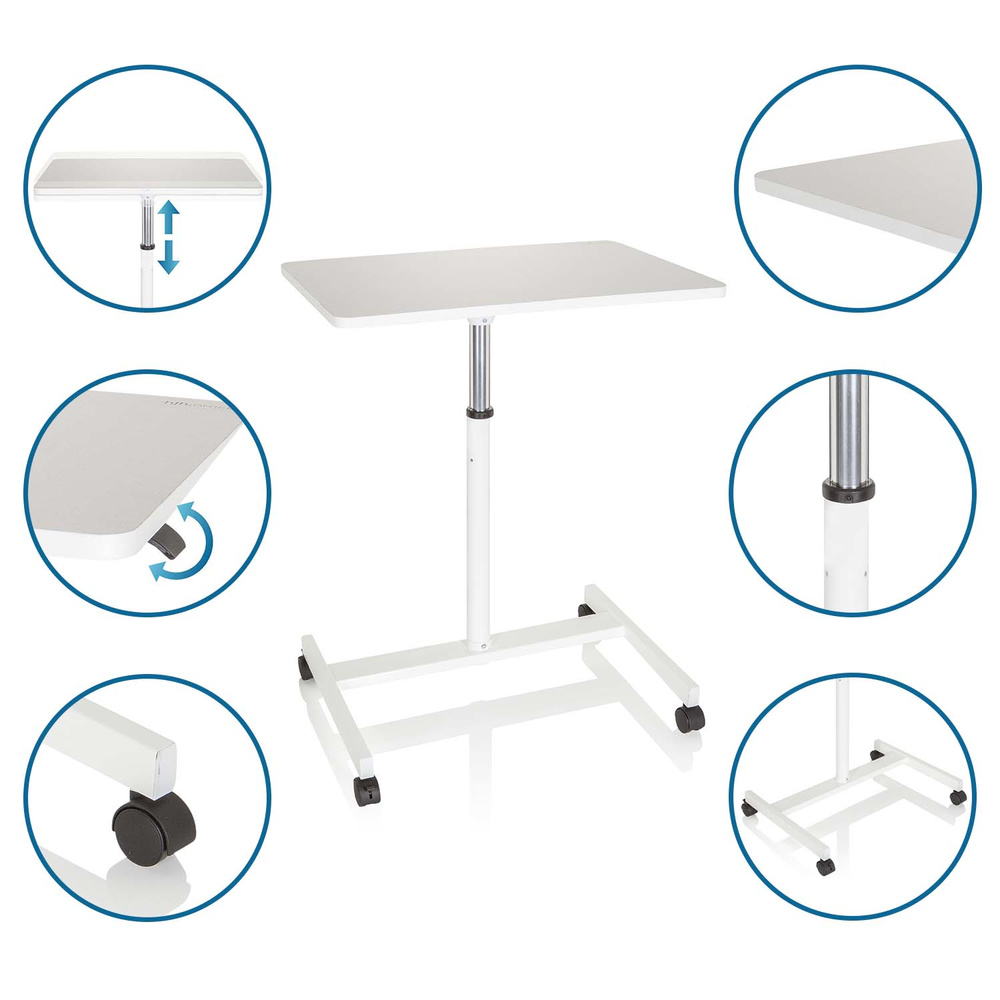 B-Ware Hjh Office Stand Vm Su Stehschreibtisch Stehtisch Laptopständer Mit Rollen Weiß