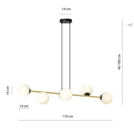 B-Ware Hängeleuchte Gravity Hängelampe Deckenleuchte Opalweiß/Gold/Schwarz Glas E14