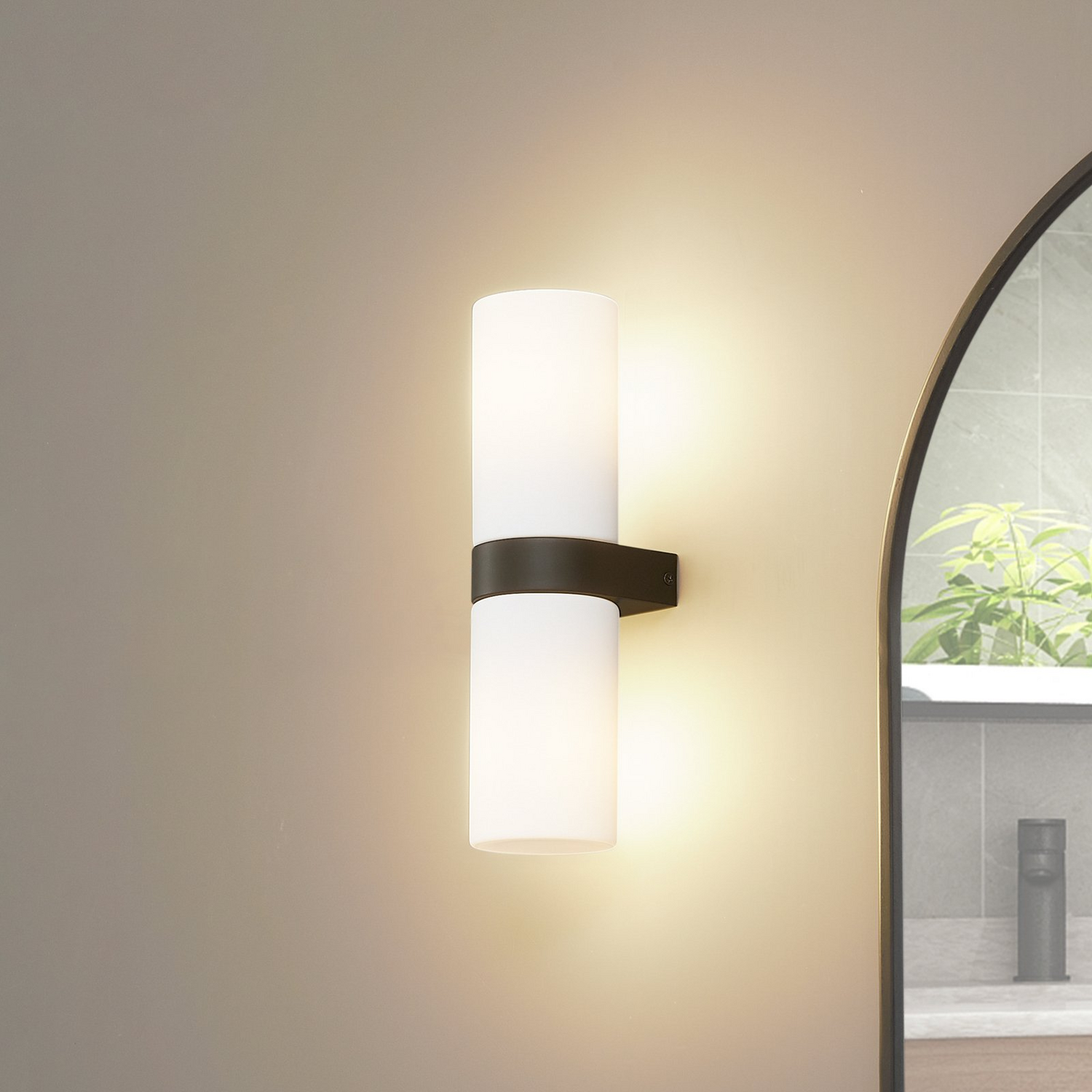 B-Ware Lucande Bad Wandleuchte Basolo Schwarz Höhe 31,5 Cm Glas Wandlampe Lampe Leuc121