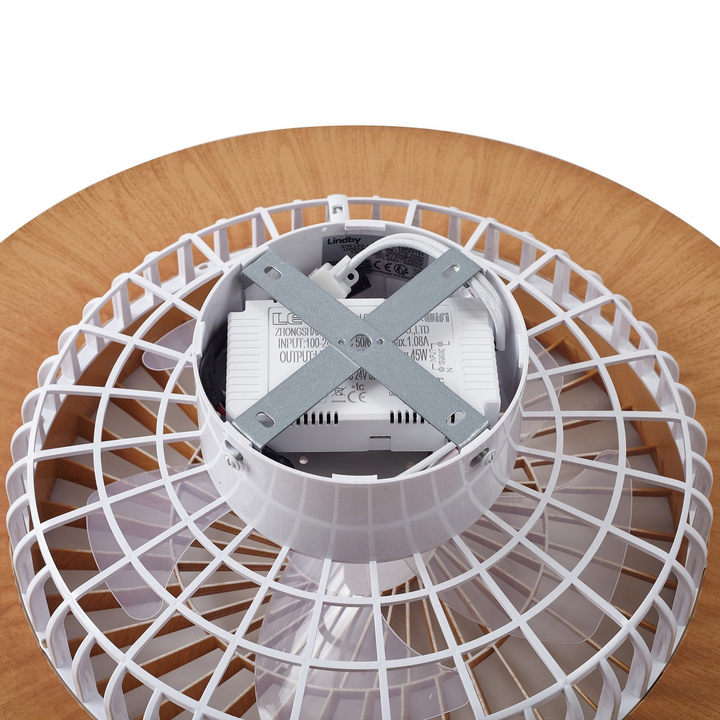 Lindby LED-Deckenventilator Teleo Deckenventilator Venti holzfarben DC leise CCT