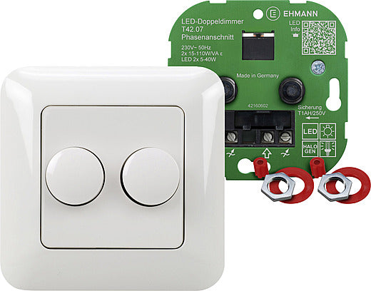 B-Ware Ehmann Led Doppeldimmer 2x15   110 W Leuchtmittel Unterputz Glühlampe Lampe