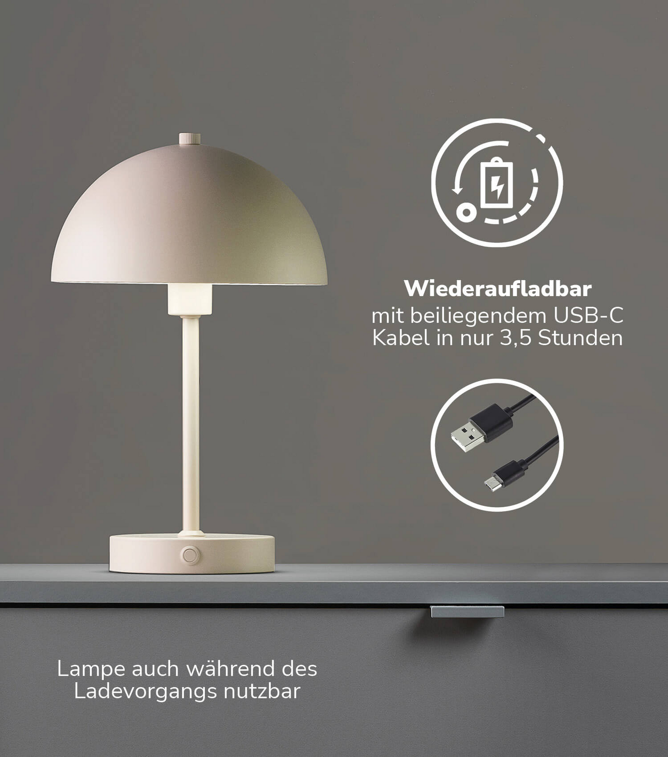 Mokebo Led Tischlampe Kabellos, Akku Tischleuchte Dimmbar & Aufladbar Mit Usb372 B-Ware