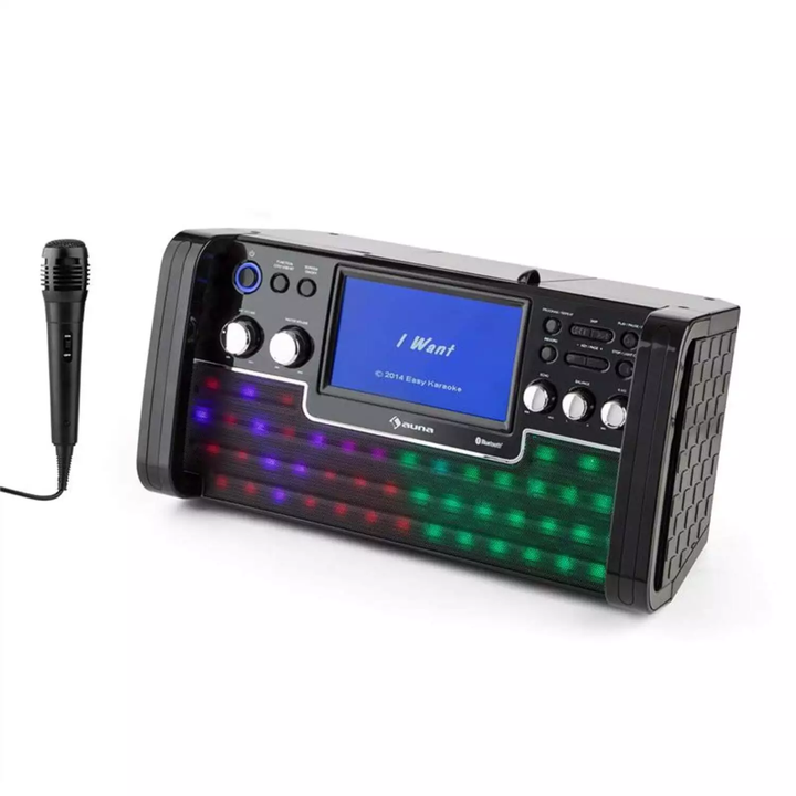 Disco Fever Karaokeanlage Bluetooth Led 7" Tft Screen Cd Usb Schwarz Kompakt  B-Ware
