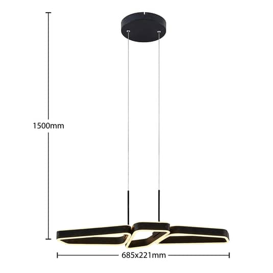 Lucande Quinn LED-Hängeleuchte Hängeleuchte Deckenlampe Designerlampe schwarz