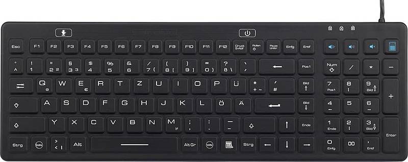 Renkforce Tastatur Spritzwassergeschützt Staubgeschützt Touch-Oberfläche Schwarz