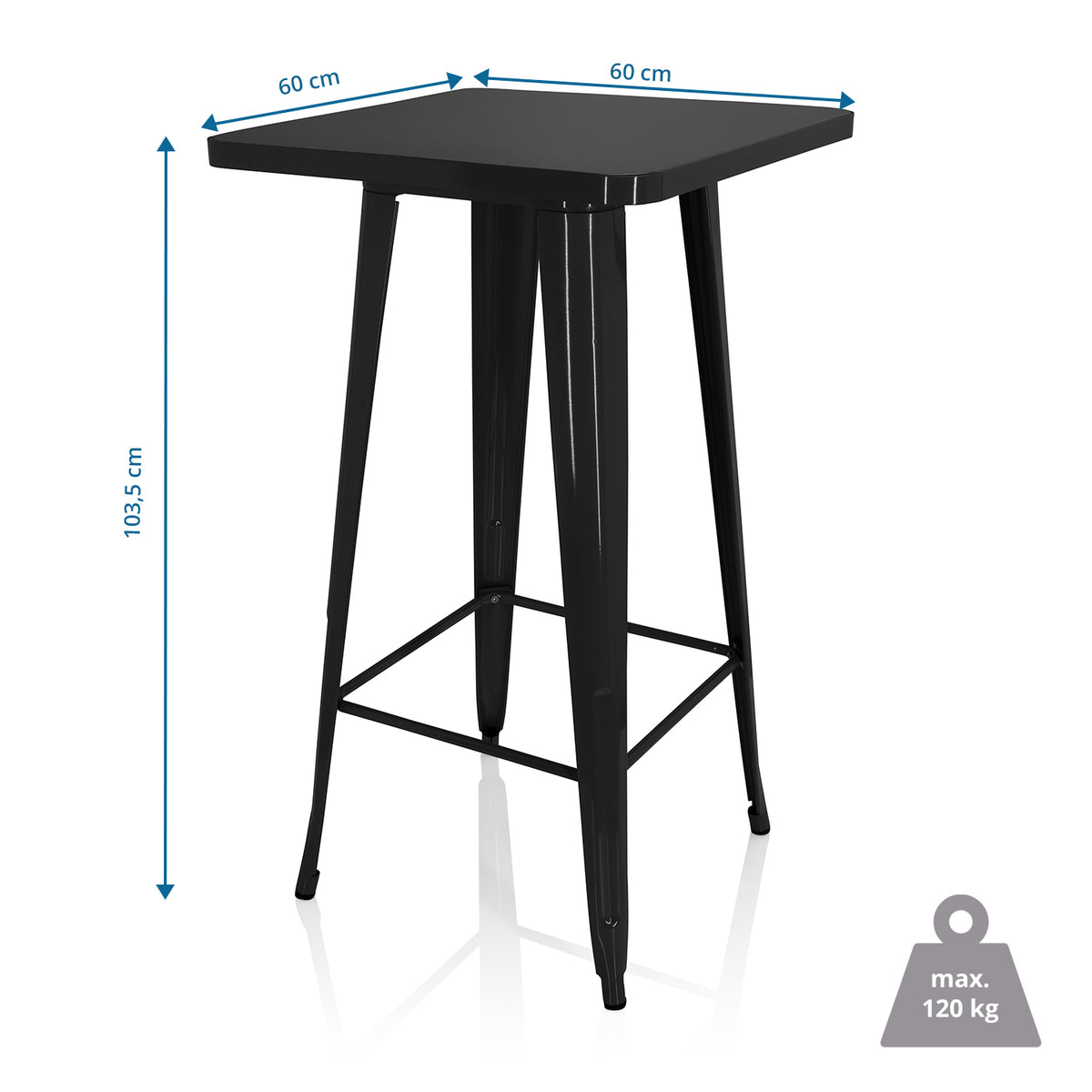 hjh OFFICE Bartisch Tisch Bar VANTAGGIO HIGH T schwarz Stahl vierfußgestell - 4064323013167