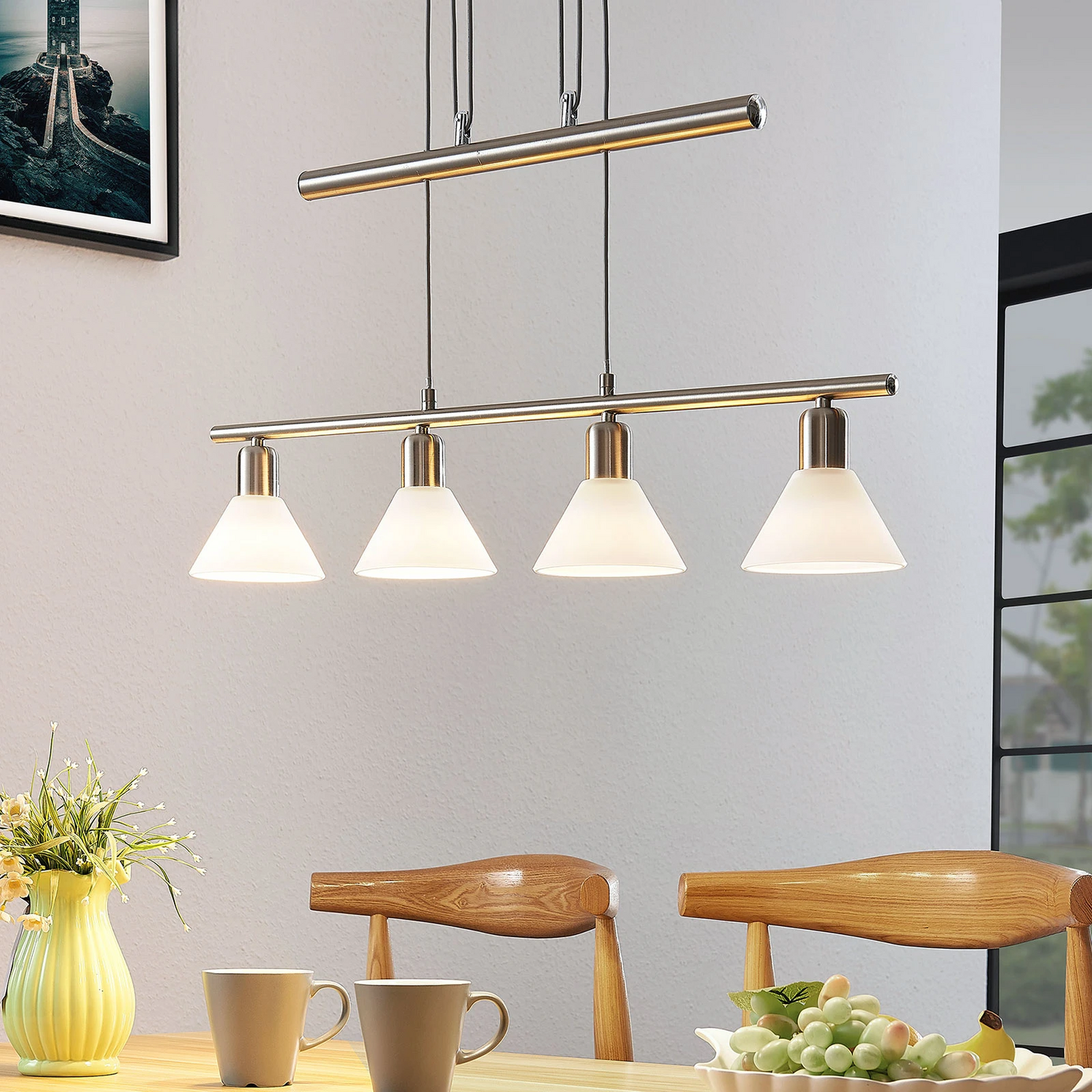 Suspension réglable en hauteur Lindby Delira, plafonnier décoratif E14