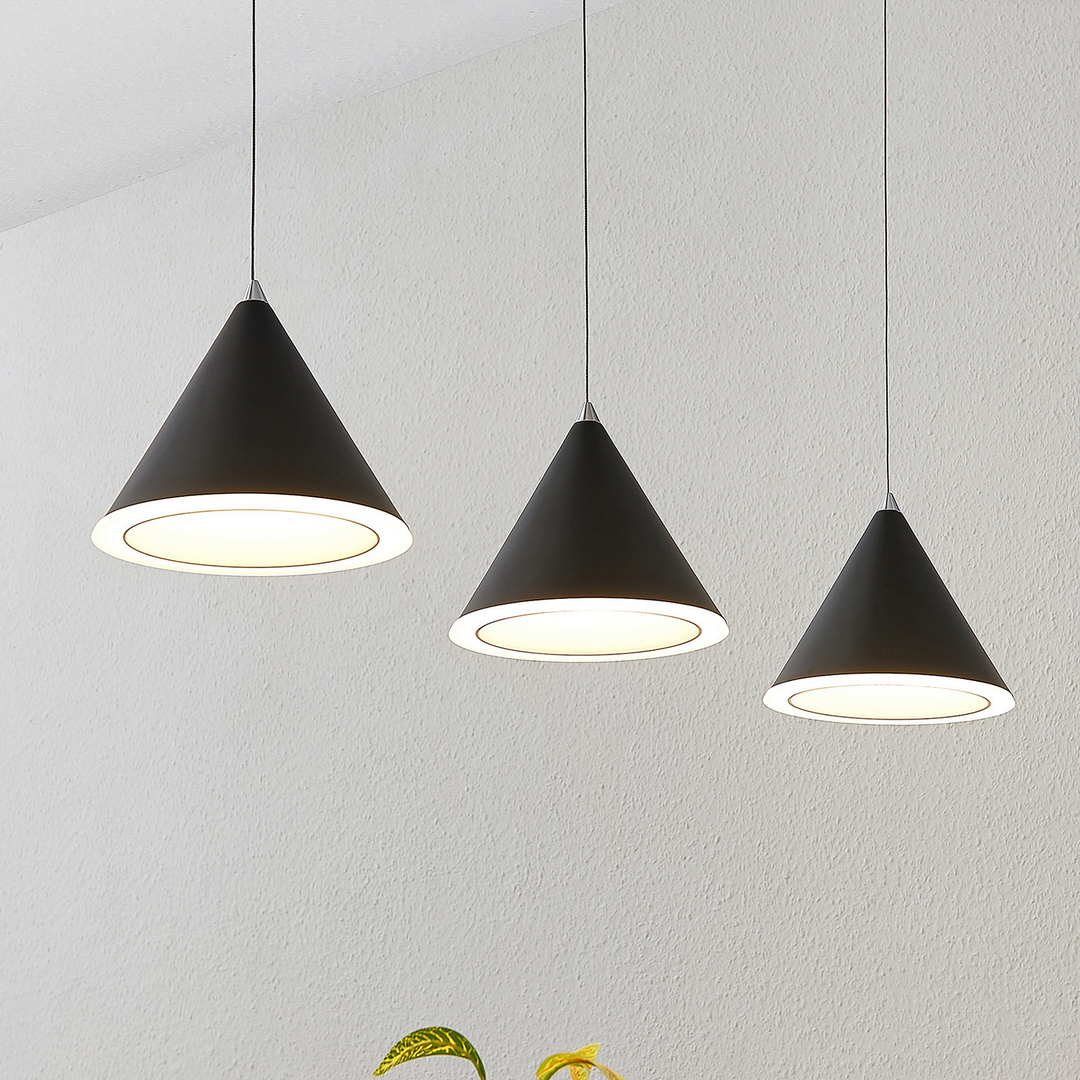 Lucande Livan LED-Hängeleuchte Lampe Leuchte Hängelampe A++ 8W schwarz, 3-fl.