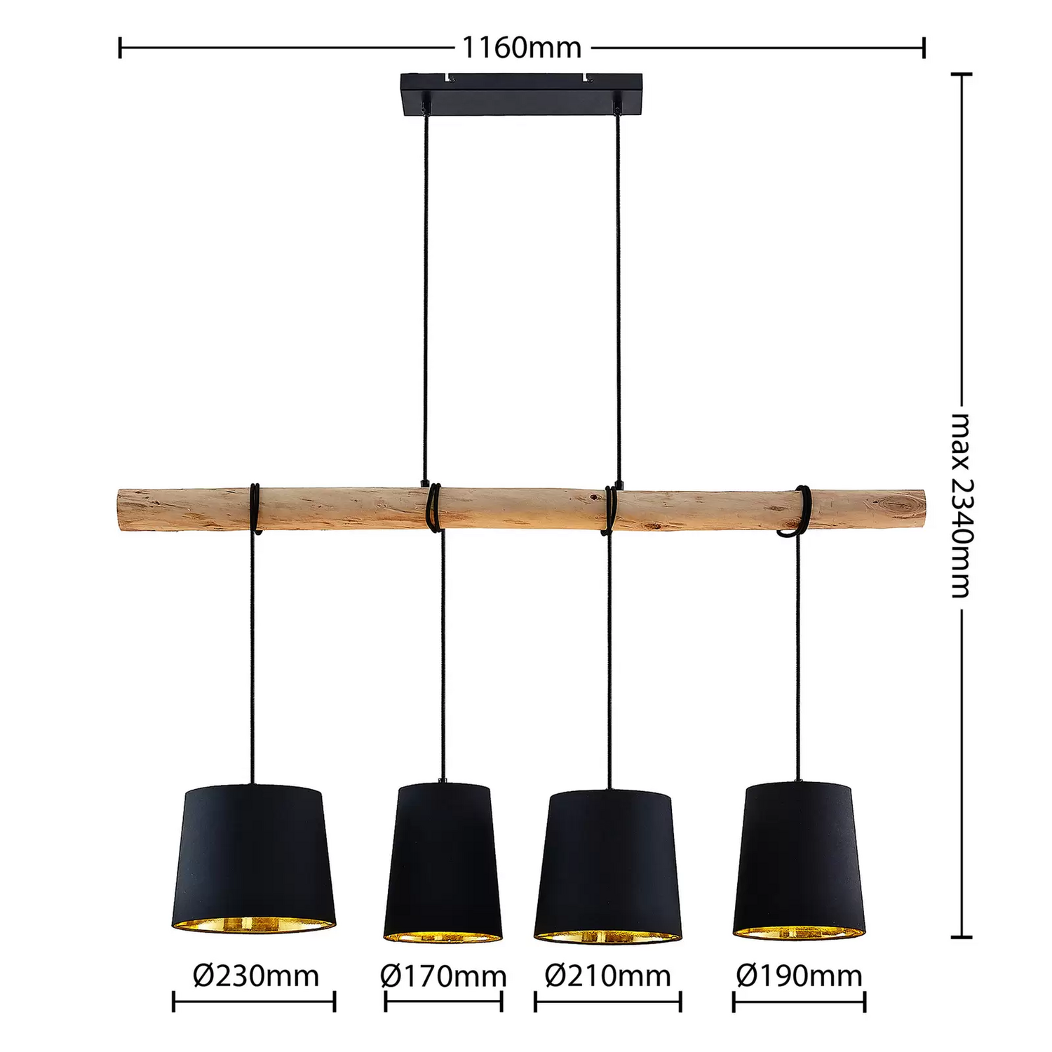 B-Ware Lindby Hängeleuchte Pendelleuchte Hinai Schwarz Deckenleuchte Led Lampe 116cm