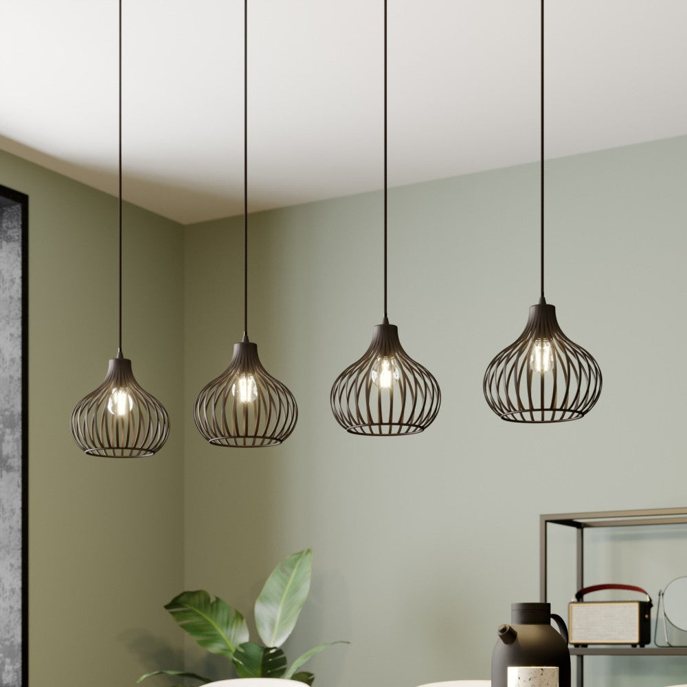 Lindby Hängelampe Pendelleuchte Frances Lampe kaffeebraun 4-flammig Metall E27 - 4251096551716
