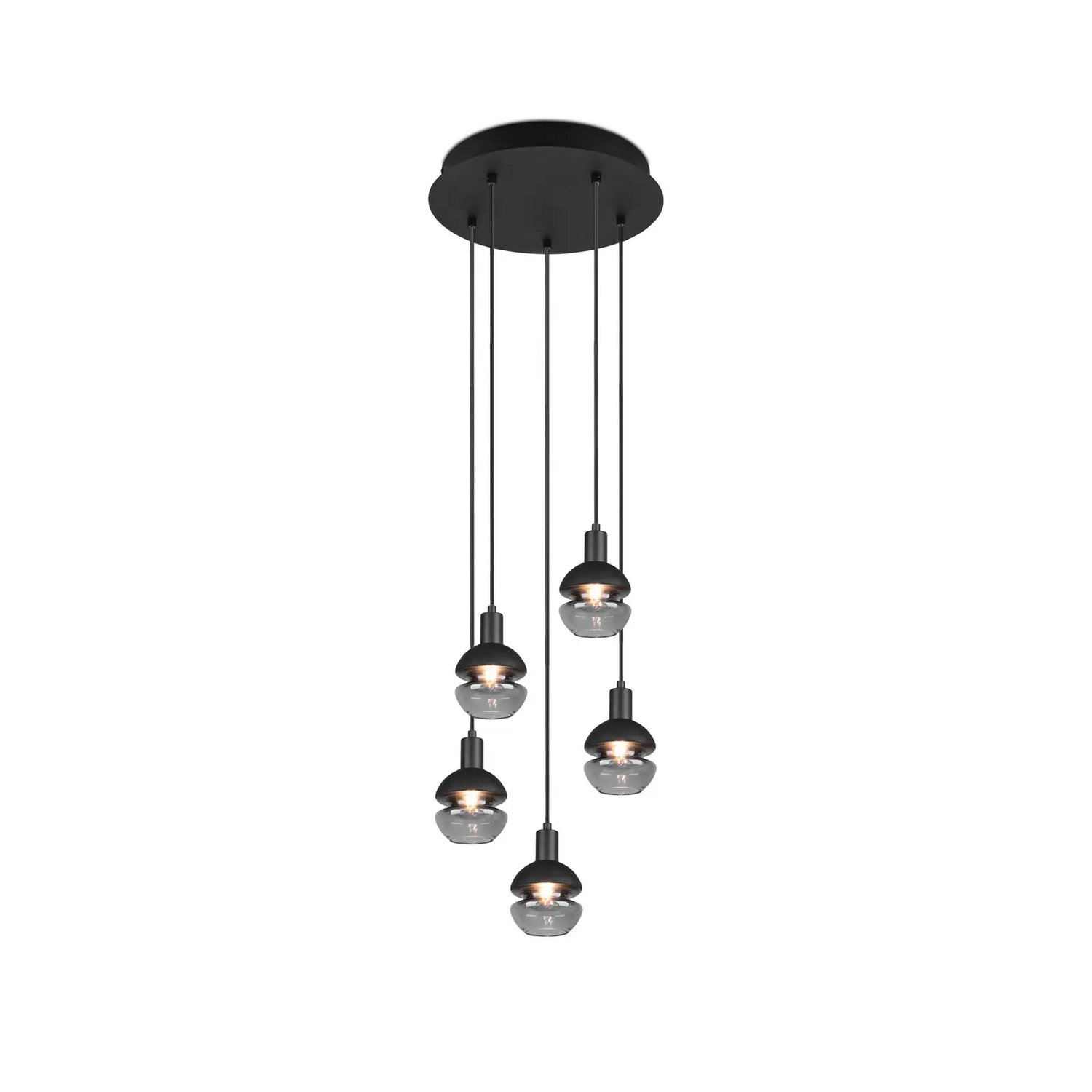 Trio Lighting Hängelampe Lampe Deckenlampe Leuchte Mela Rund 5 Flammig Schwarz B-Ware - 4017807538519